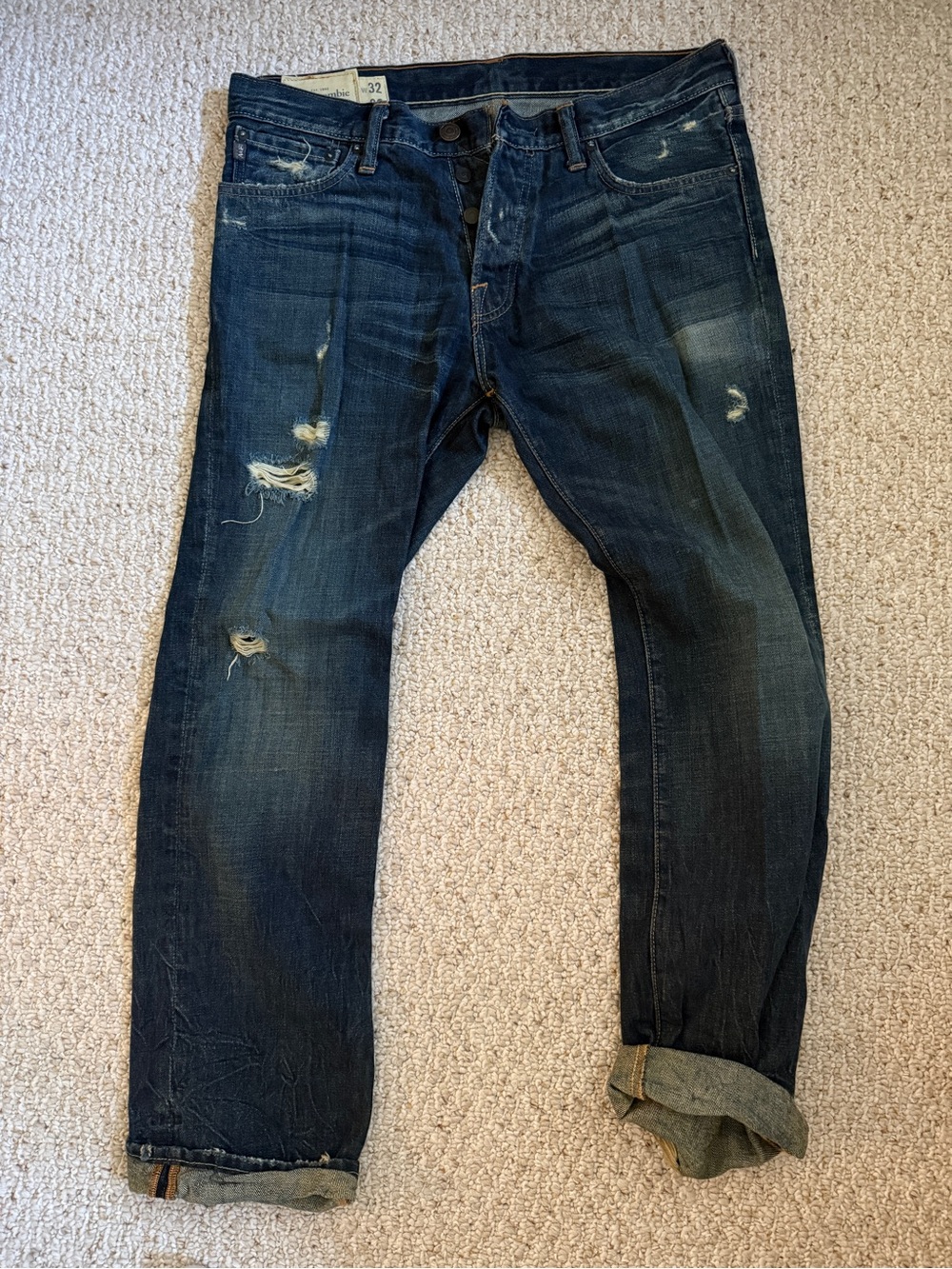 Vintage Abercrombie & Fitch Dark Blue Relaxed Distressed Jeans